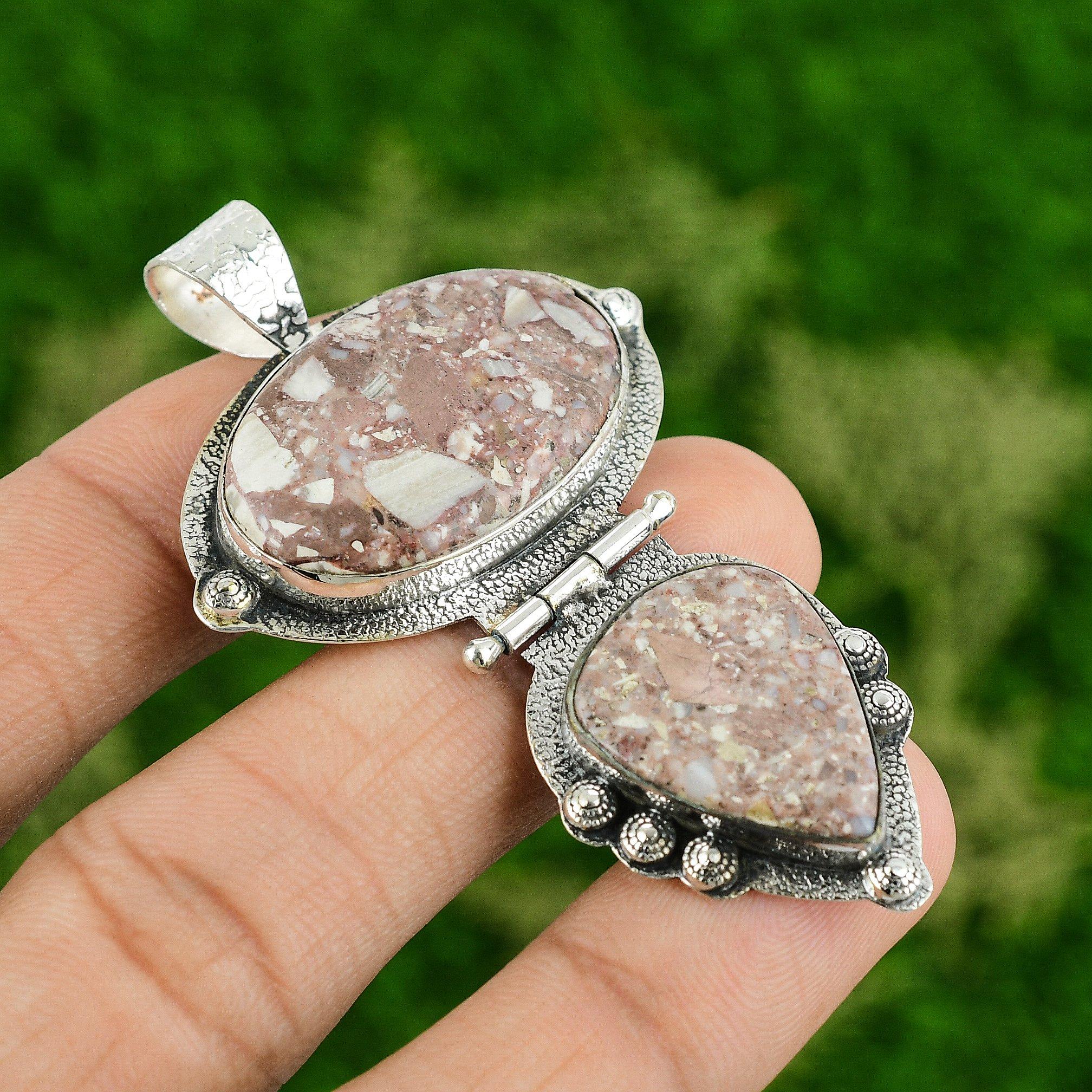 

925 Sterling Silver Red Brecciated Mookaite Stone Anniversary Wife New Pendant