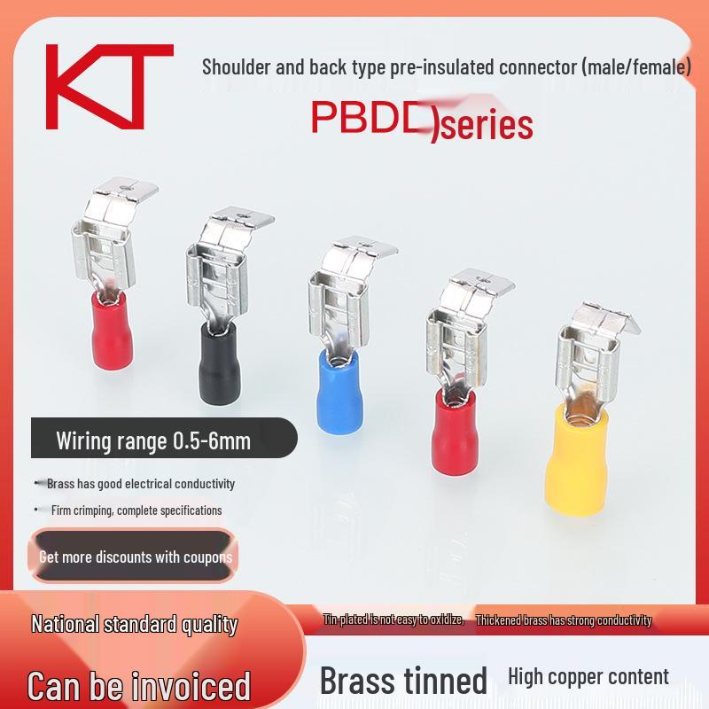 KT KST PBDD1.25/2/5.5-250 Shoulder-Back Pre-Insulated Male/Female Cold Crimp Terminal Connector