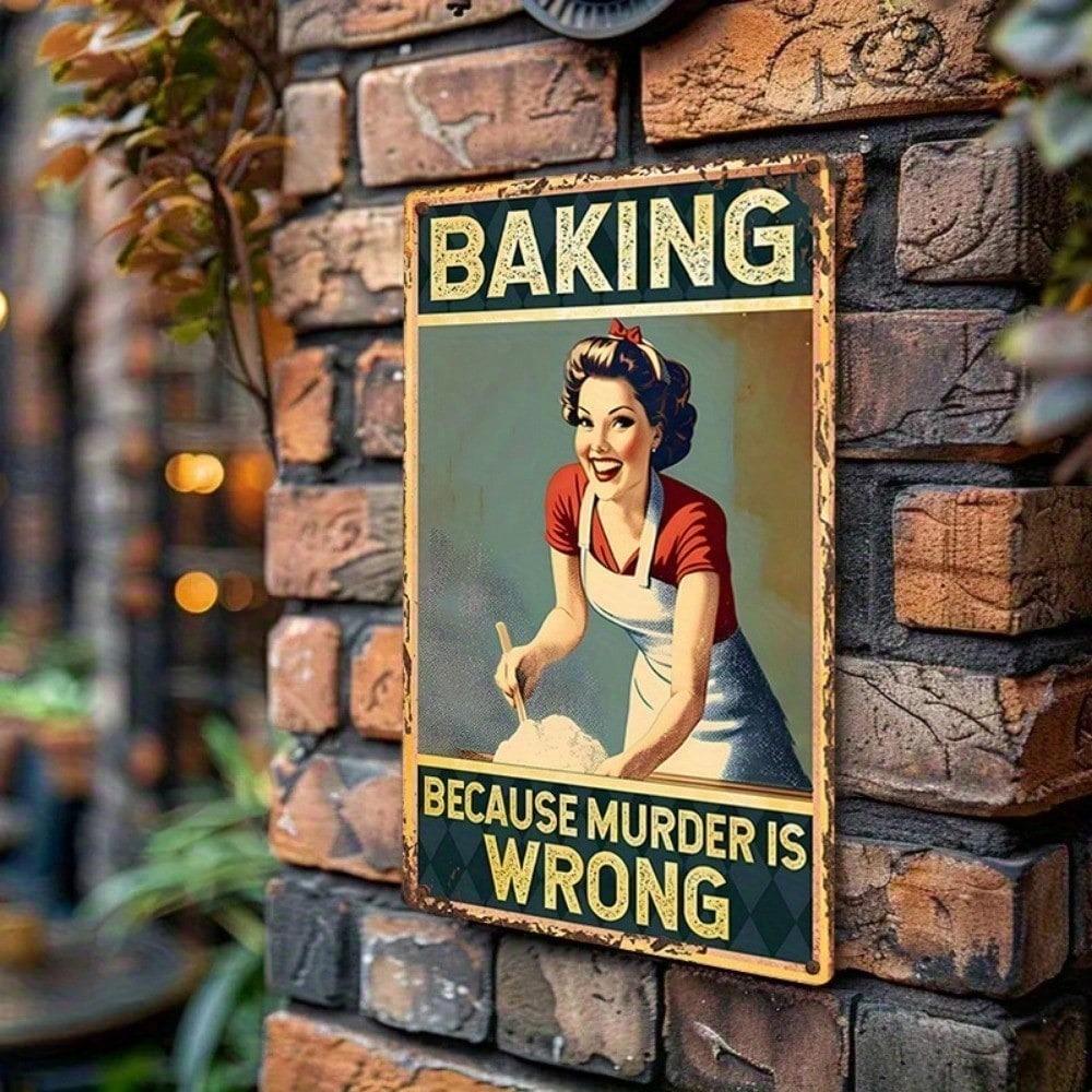 Funny Baking Tin Sign Vintage Kitchen Wall Art 8x12 Inches Home Bar Decor Metal