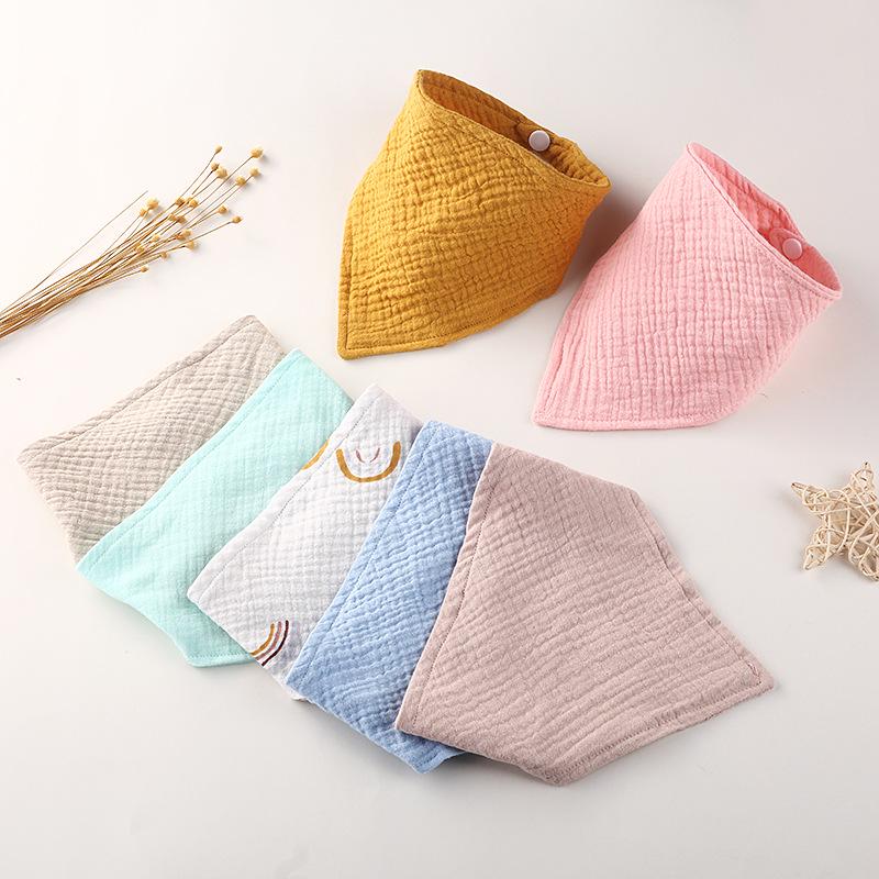 Double Layer Muslin Cotton Baby Bib - Solid Color Triangle Scarf