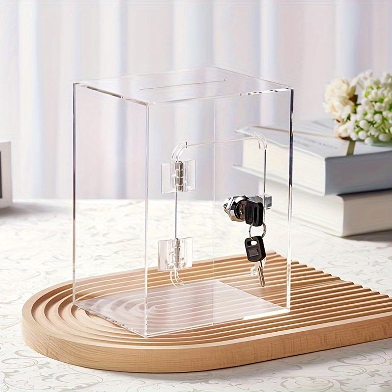 PGY Acrylic Transparent Card Box with Lock Money Saving Jar Coin & Cash Bank Waterproof  Voting/Suggestion/Tip/Jar Donation Box