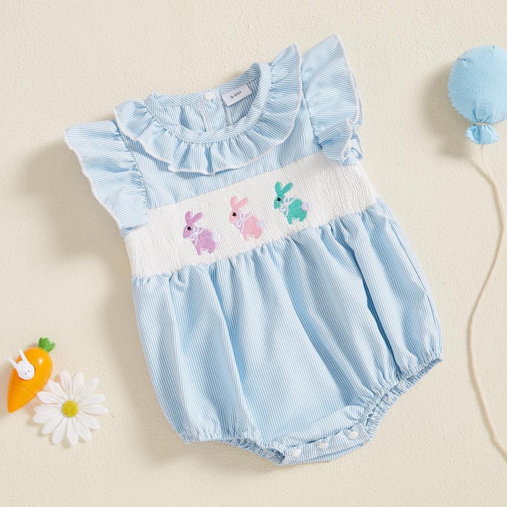 Klær Baby Rynket Bobledrakt Nyfødt Onesie Søt Kanin Småbarn Sommerklær