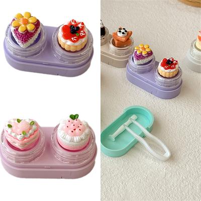 Lovely Lid Contact Lens Container Box With Suction Stick Tweezers For Efficient Handling Contact Lens Storage Accessory