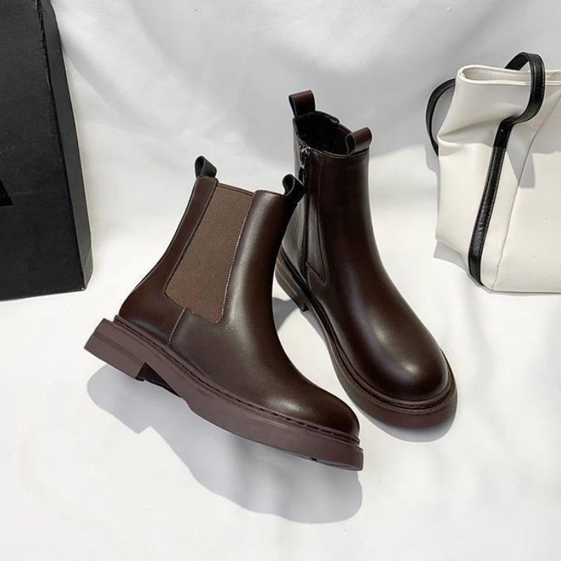 Fashion Fur Booties Chelsea Black Ankle Boots for Women On Promotion High Quality New Rock Footwear Woman Short Shoes Chic and Elegant