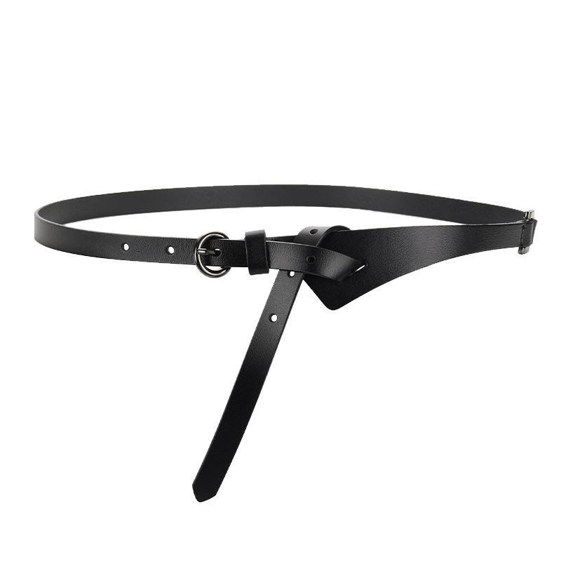 Women'S Leather Belt Retro Pin Buckle Belt Women'S Cowhide Fine Belt Women'S Decorative Dress