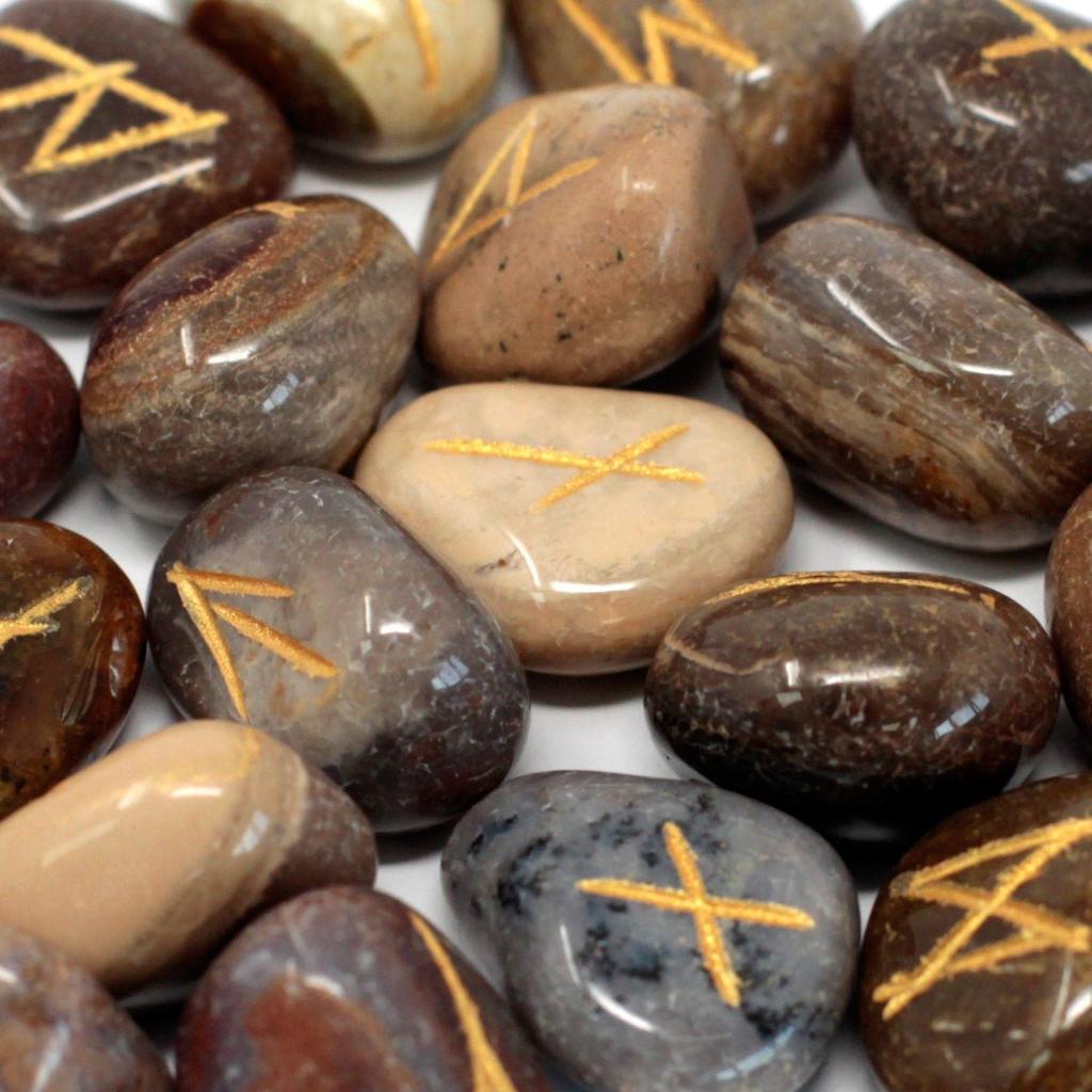 Rune Stones Set Fancy Jasper 25 Stones Pouch