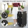 Professional Make-up Table Station W/Wheel&Drawers Foldable Rolling Manicure Table Portable Nail Table Desk Lockable Makeup Case