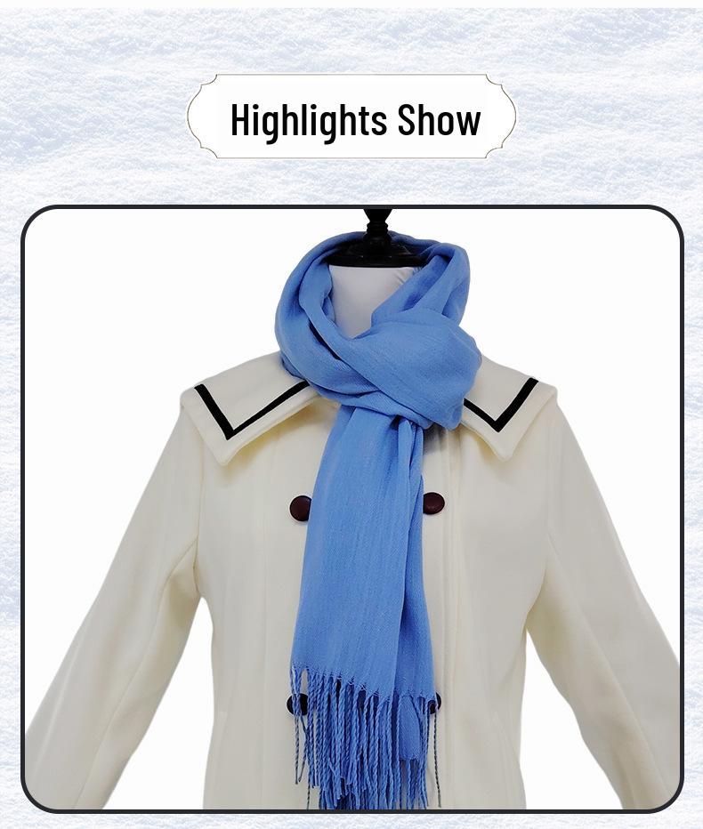 Frieren Cosplay Costume: Women's Winter Woolen Coat Set from Beyond Journey's End Anime.