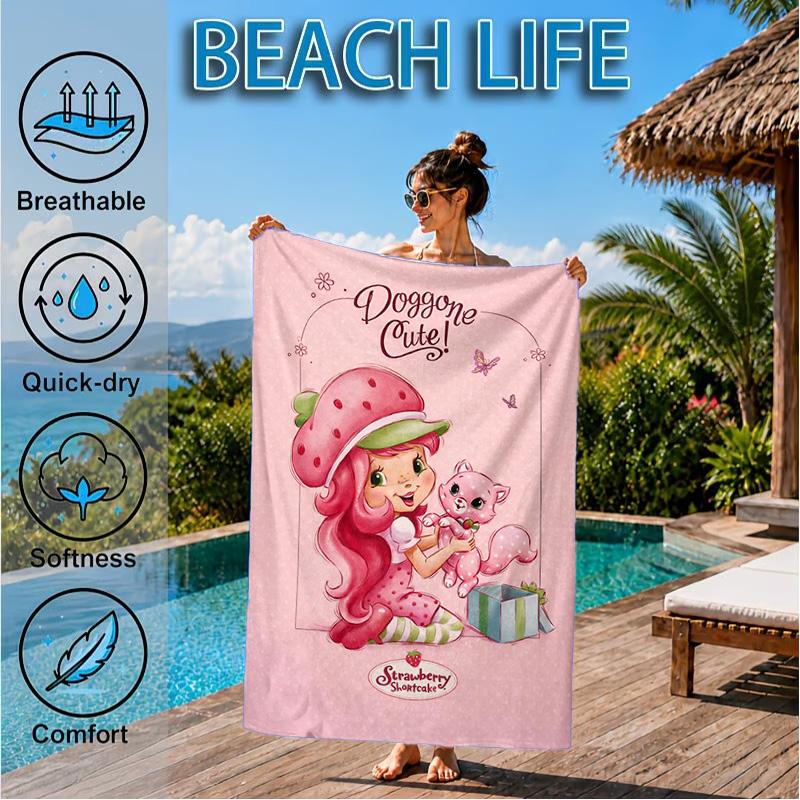 Straw-berry Sweet Moment Beach Towel, Microfiber Beach Towel, Perfect For Pool, Beach, Travel, Home Decor Beach Party Fan Gifts