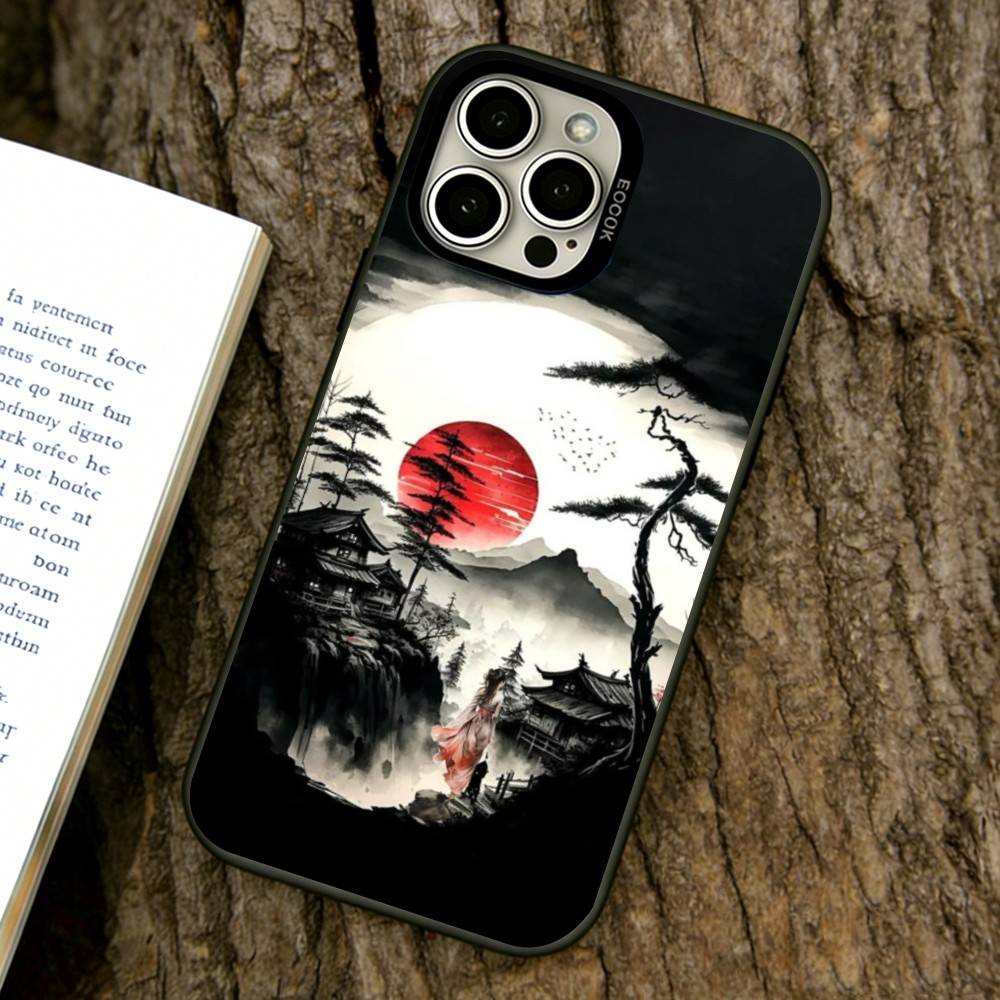 Classical Chinese Landscape Phone Case For iPhone 17,16,15,14,13,12,11 Plus,Pro Max,XS,Colorful Silver Phone Case Funda Cover