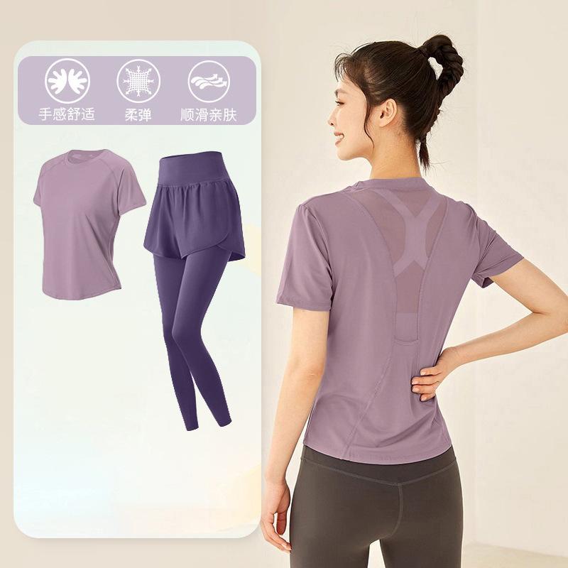 Tennis suit women's short-sleeved training clothes outdoor running quick-drying clothes thin badminton T-shirt fitness clothes