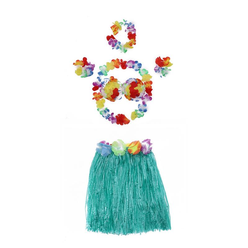 Children's Hawaiian Grass Skirt Costume Set - 6 Pieces, 40cm