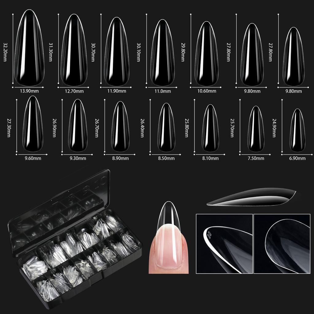 Europäische und amerikanische Maniküre, transparenter Nagel, Maniküre im Nageltyp, nahtlose künstliche Nagelbox, Sargnagel