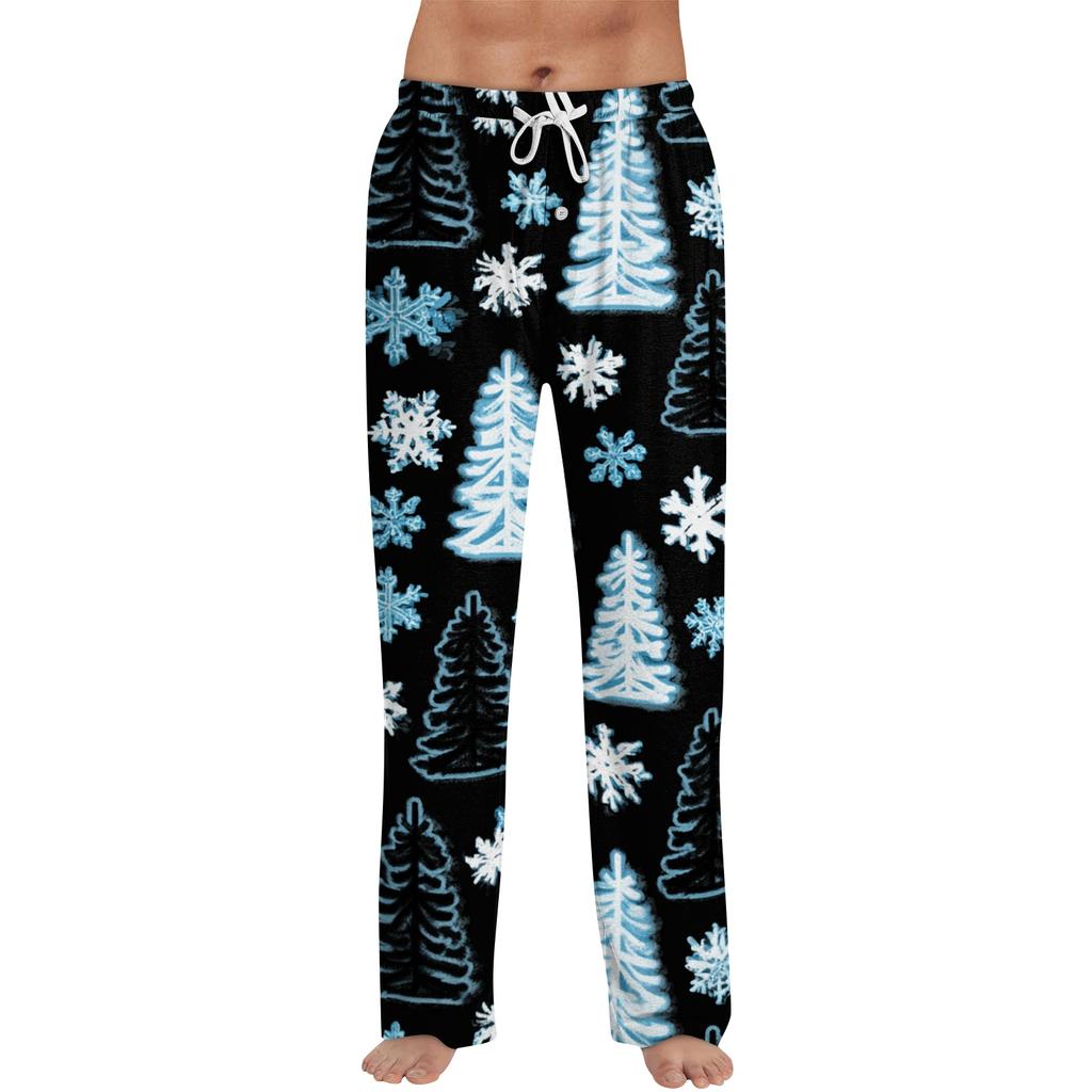 Herren Weihnachts-Print Pyjamahose Festliche Feiertags-Schlafbekleidung Unterteil für den Winter
