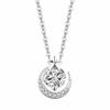 S999 Sterling Silver Star and Moon Zircon Necklace - Elegant Light Luxury Design for Women