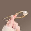 Korean Metal U Shaped Pearl Hair Stick for Women Elegant Imitation Pearl Hairpins Bun Maker Hair Styling Accessories Gift