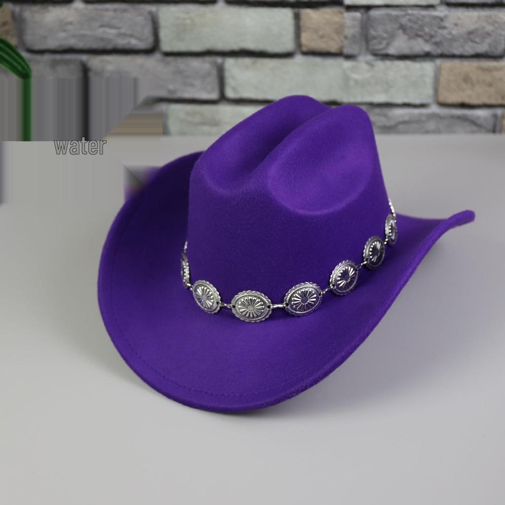 Hochwertiger Retro-Cowboyhut mit Metallkette und großem Schirm