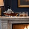 Vtipný karafa na whiskey ve tvaru francouzského buldočka, 350ml ručně foukaná skleněná láhev na alkohol, Nový dávkovač vína ve tvaru psa pro domácí bar, Dárek pro muže