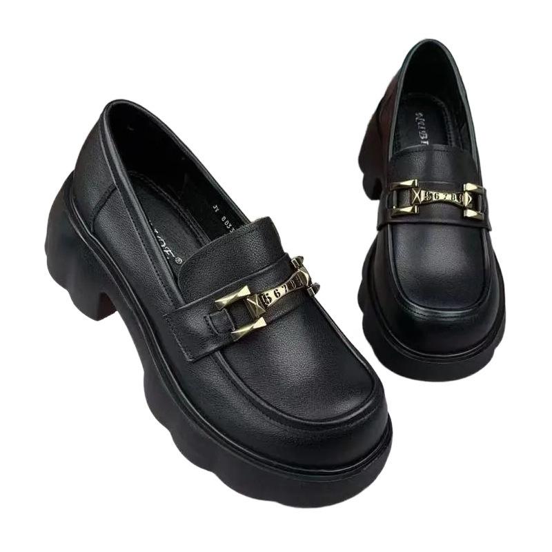 Spring and autumn British style thick-soled heightened new soft-soled single shoes and small leather shoes