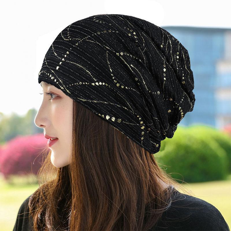 Moon Hat Cotton Breathable Light Turban Cap Air Conditioning Cap Hat Female Spring and Fall Thin Section Lined Head Wrapping Cap
