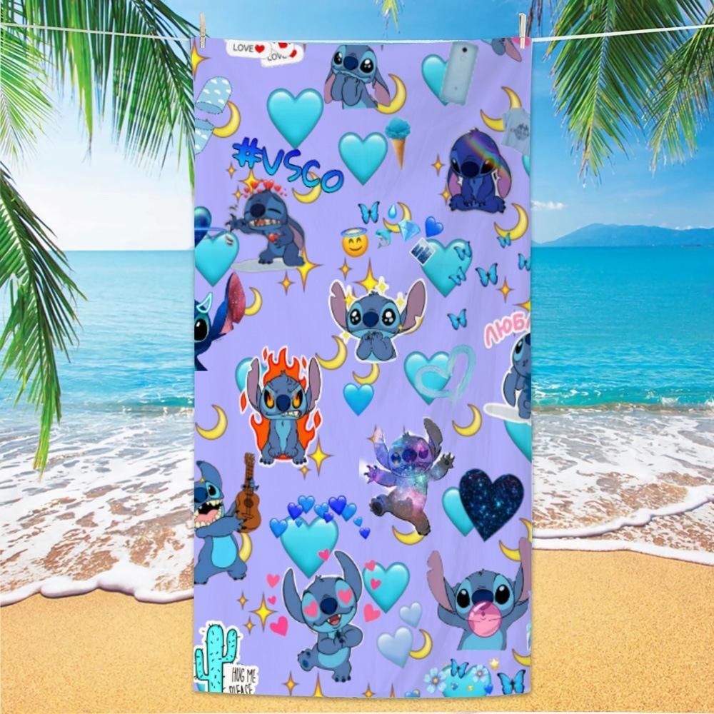 Western Anime Pattern Soft Thick Microfiber Large Towel For Children Beach Swimming