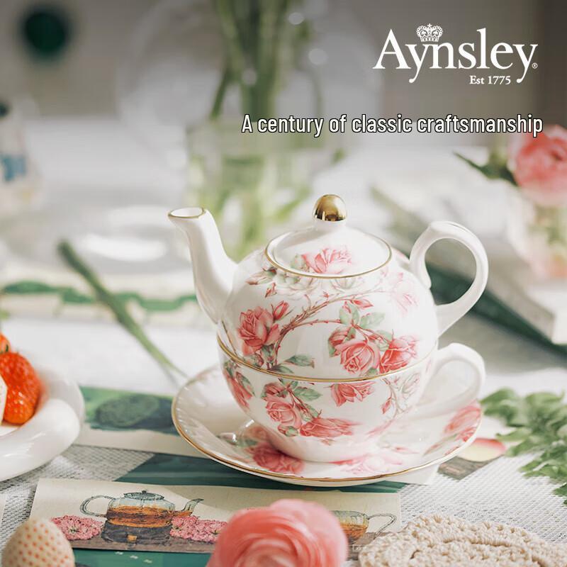 AYNSLEY Red Rose Series Bone China Tea Set