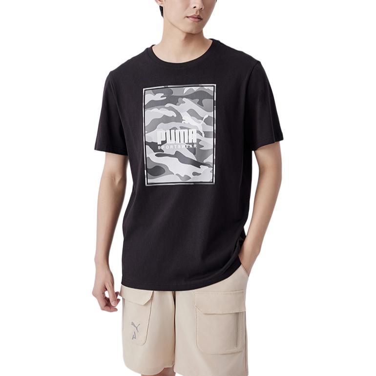 Men's PUMA BOX LOGO T-Shirts Men's Crew Neck Moderate Straight Fit