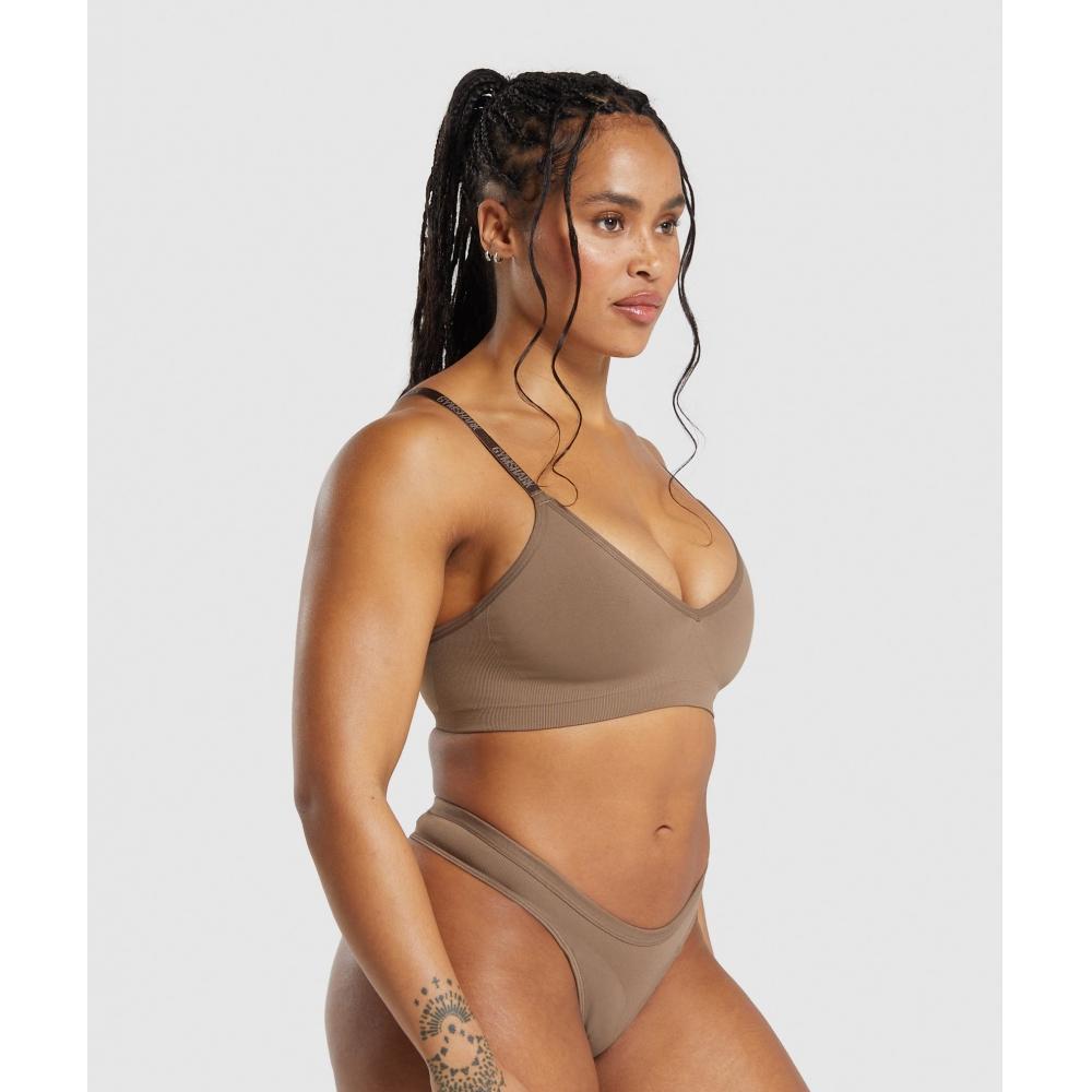 Gymshark Seamless V Neck Bralette Soul Brown B6a7k Nbzw