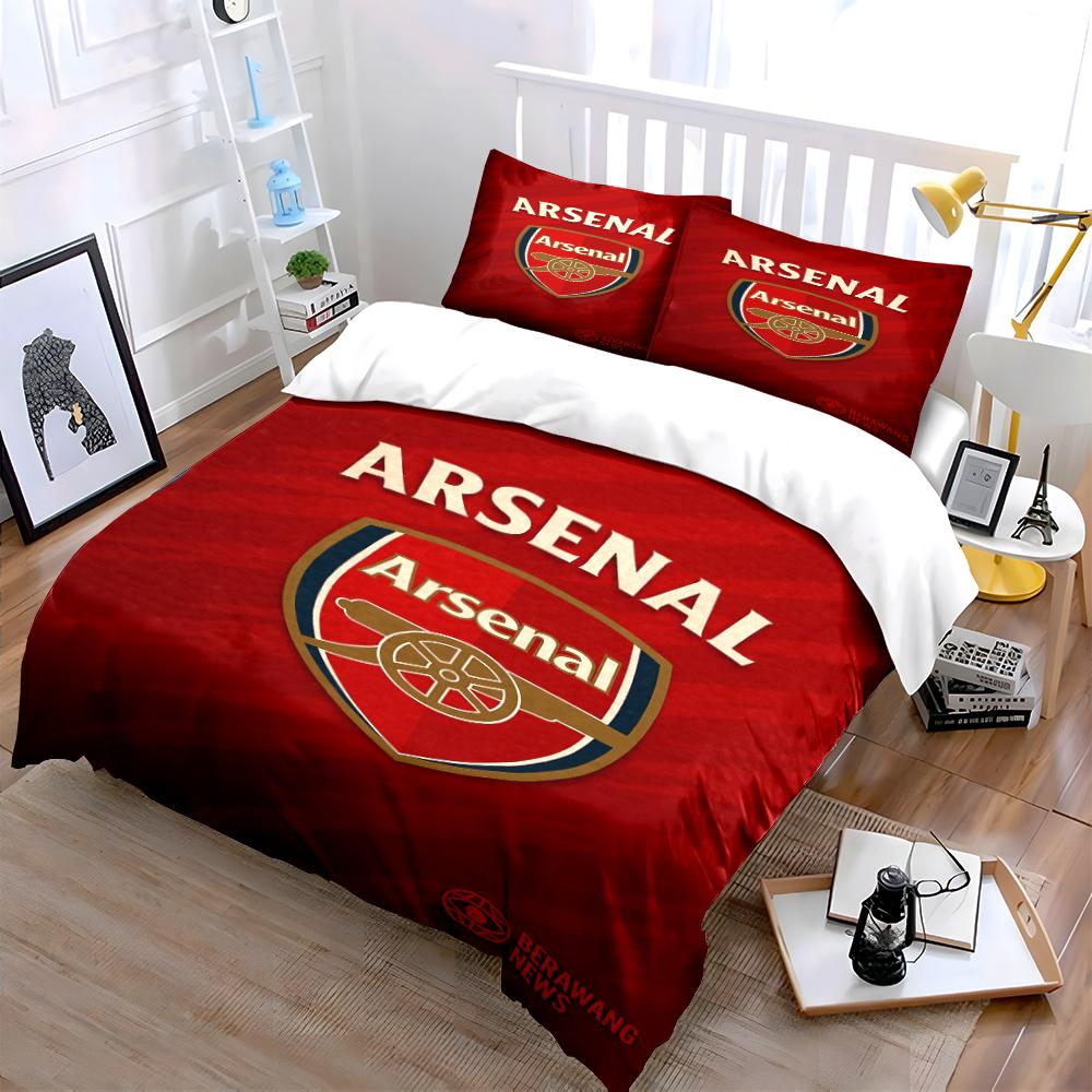Ensemble de literie logo Arsenal rouge Ensemble de housse de couette Housse de couette Taies d'oreiller Décoration de la maison (1 * Housse de couette 2 * Taies d'oreiller, sans couette)