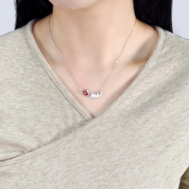 Fashion S925 Sterling Silver Necklace Light Luxury Design Thin Chain Women Jewelry Gift