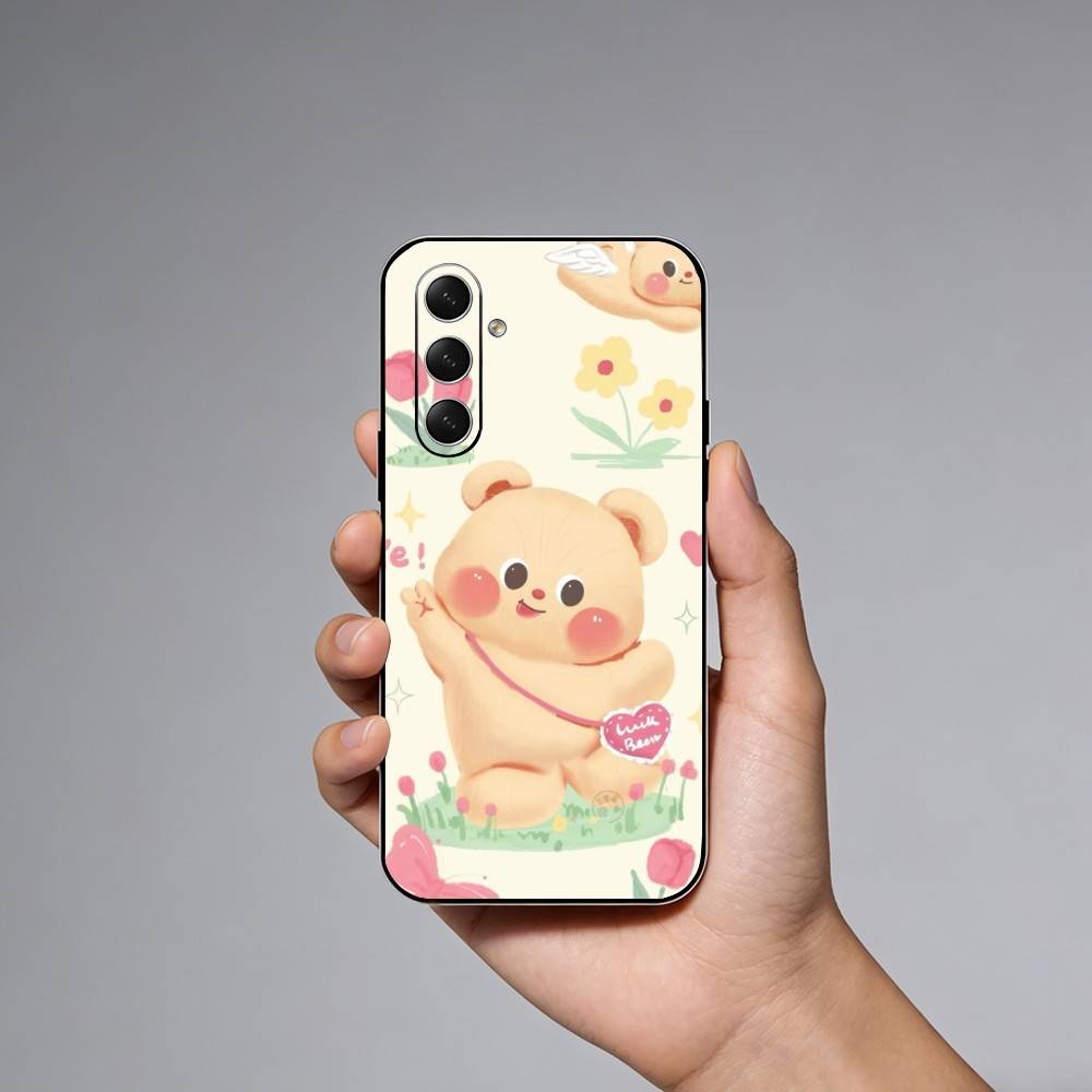 Luxury Butter Bread Bear Phone Case For Samsung Galaxy A73,21,22,32,71,53,52,51,80,5G Soft Black Cover