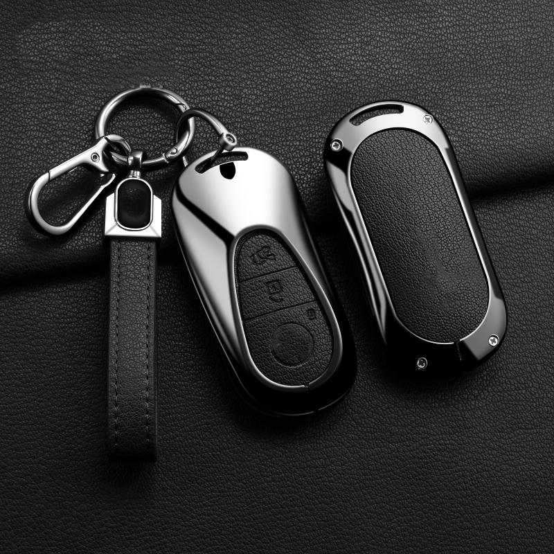 Zinc Alloy Leather Car Key Case For Mercedes Benz C E S-Class Glc W206 W223 W214 E300 C260 C300 S450 S500 S400 Keychain Case