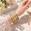 Classic Enamel Flower Bangle Chinese Traditional Women's Hand Bracelet  Women Gifts