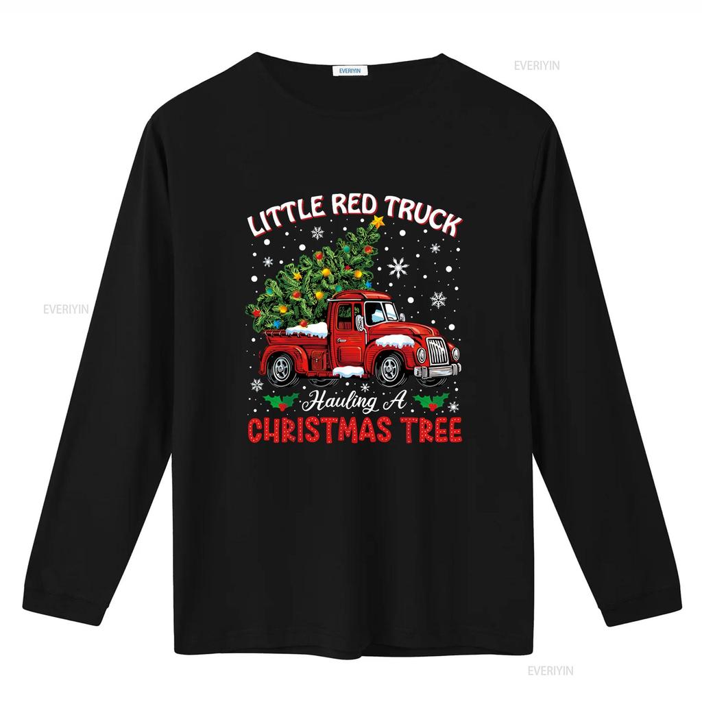 Little Red Truck Hauling A Christmas Tree T Shirt vintage Washed Comfortable Versatile Stretched homme Breathable Soft fashion