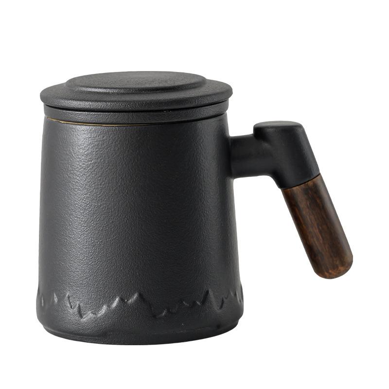 Ceramic cup, tea separation cup, office tea cup, cup with lid, filter cup, mug, personal cup, business gift