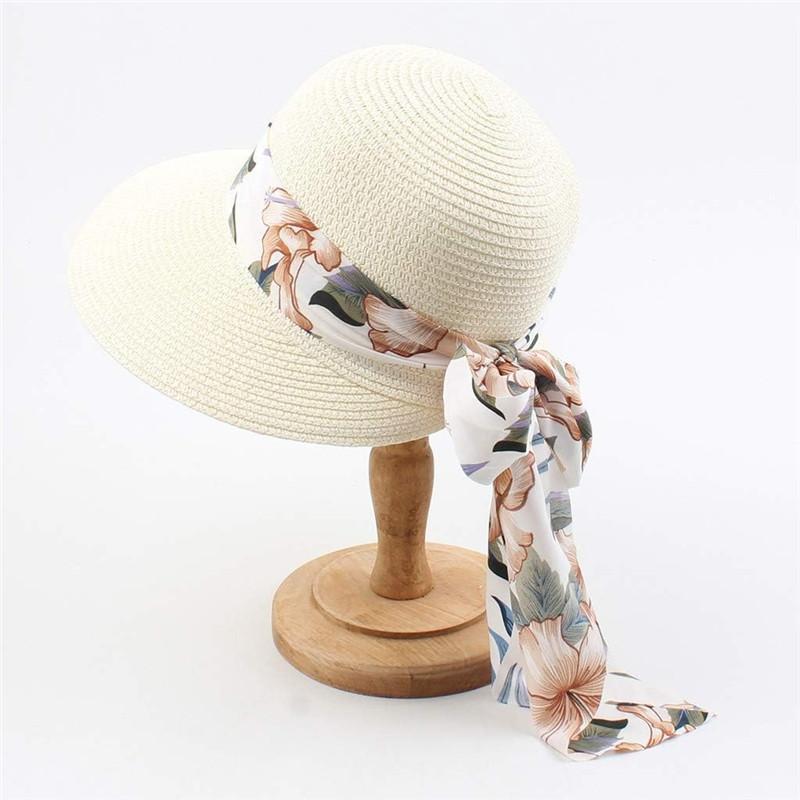 1Pc Women Sun Floppy Roll Up Wide Brim Beach Hat Foldable Summer Straw Hats