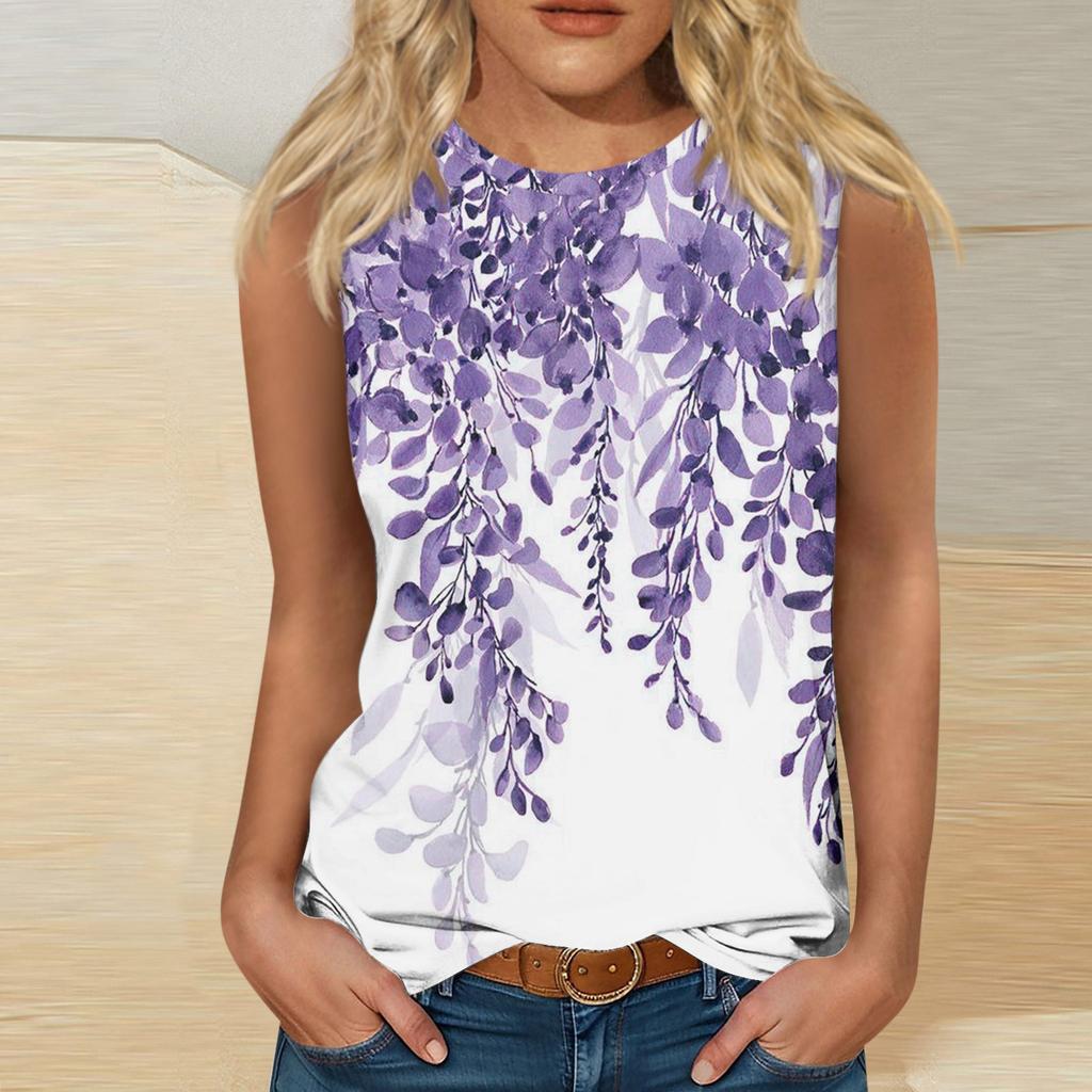 Topuri casual de damă cu tunică de purtat cu jambiere Cămăși cu imprimeu de vară fără mâneci Tancuri Bluze