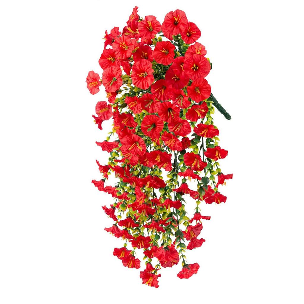 1 PCS Artificial Flowers For Outdoors Faux Plants Silk Morning Faux Flowers With Leaves Realistic Hanging Petunias Plants For Home Garden Decor