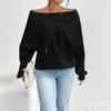 Neues Damen Locker und Lässig Kordelzug Schulterfrei Einseitig schulterfrei Top
