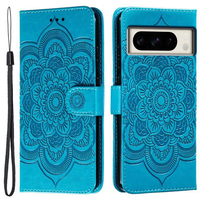 For Google Pixel 8 Pro Case PU Leather Mandala Imprinted Design Wallet Phone Cover