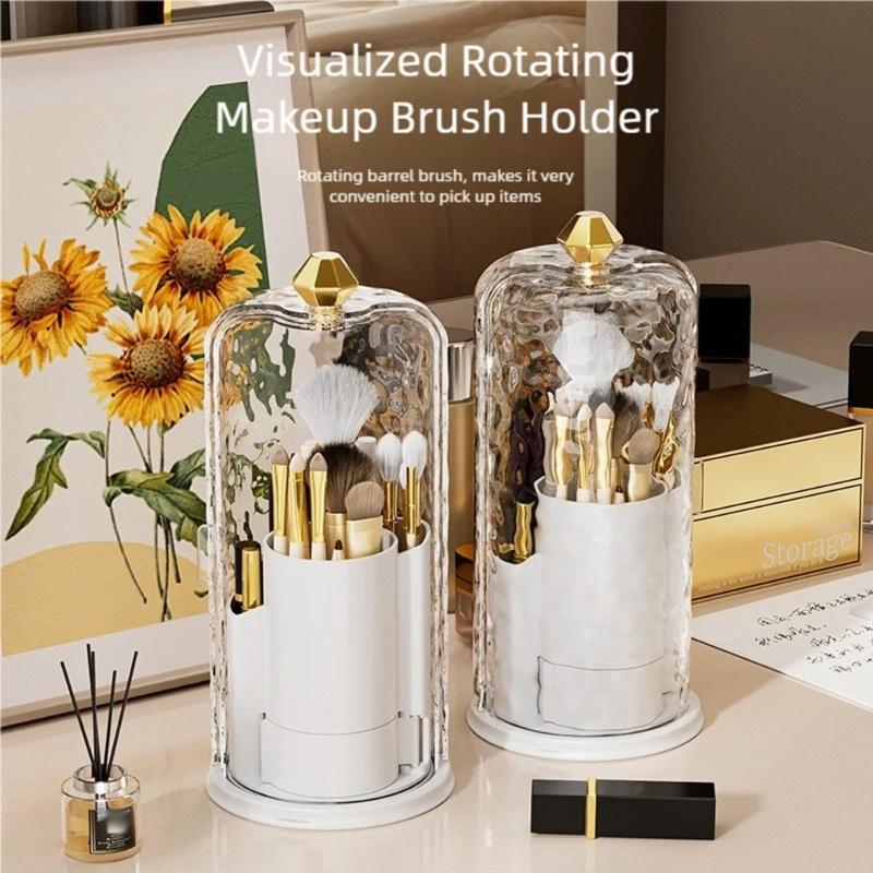 Rotating Cosmetic Storage Box Transparent Multi Compartment Designs Space Saving Bathroom Countertop Organizer