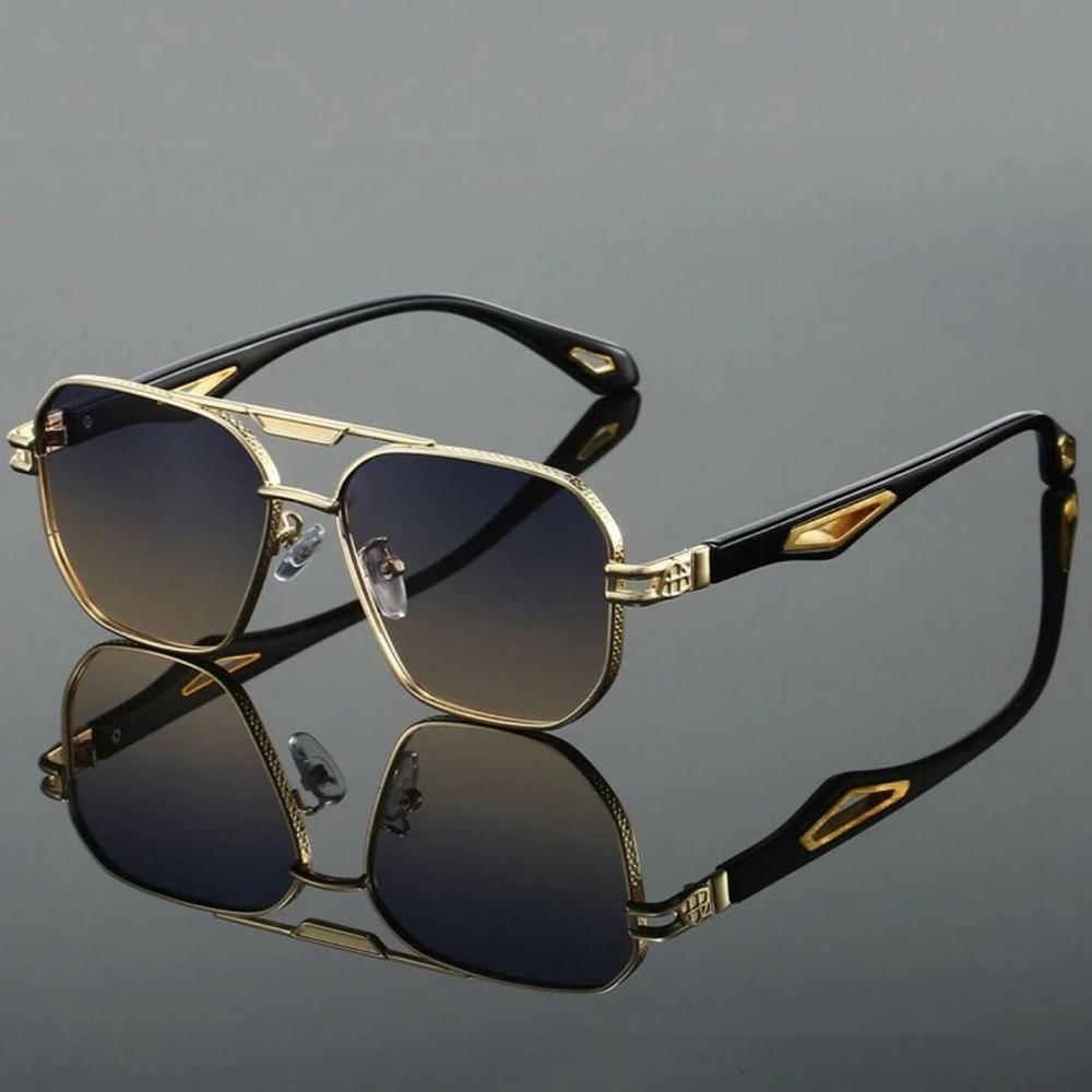 New Vintage Square Sunglasses Goggle Men Women Fashion Classic Double Bridge Gradient Shades Retro Designer Outdoor UV Eyewear