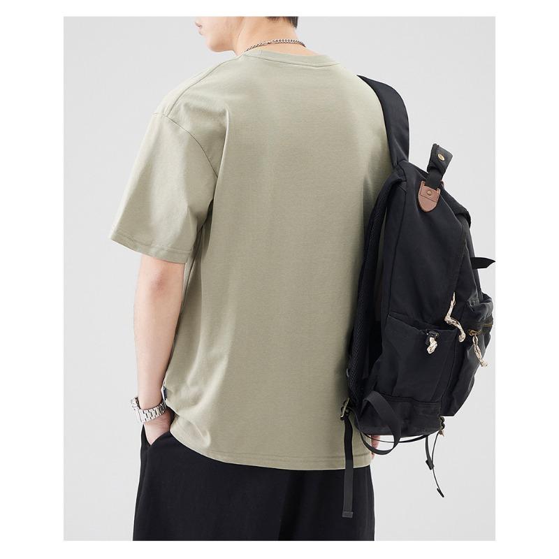 Men Crew Neck Short Sleeve T Shirt With Small Embroidery Loose Fit Casual Daily Tops