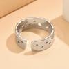 Unisex Stainless Steel Geometric Hollow Adjustable Open Ring