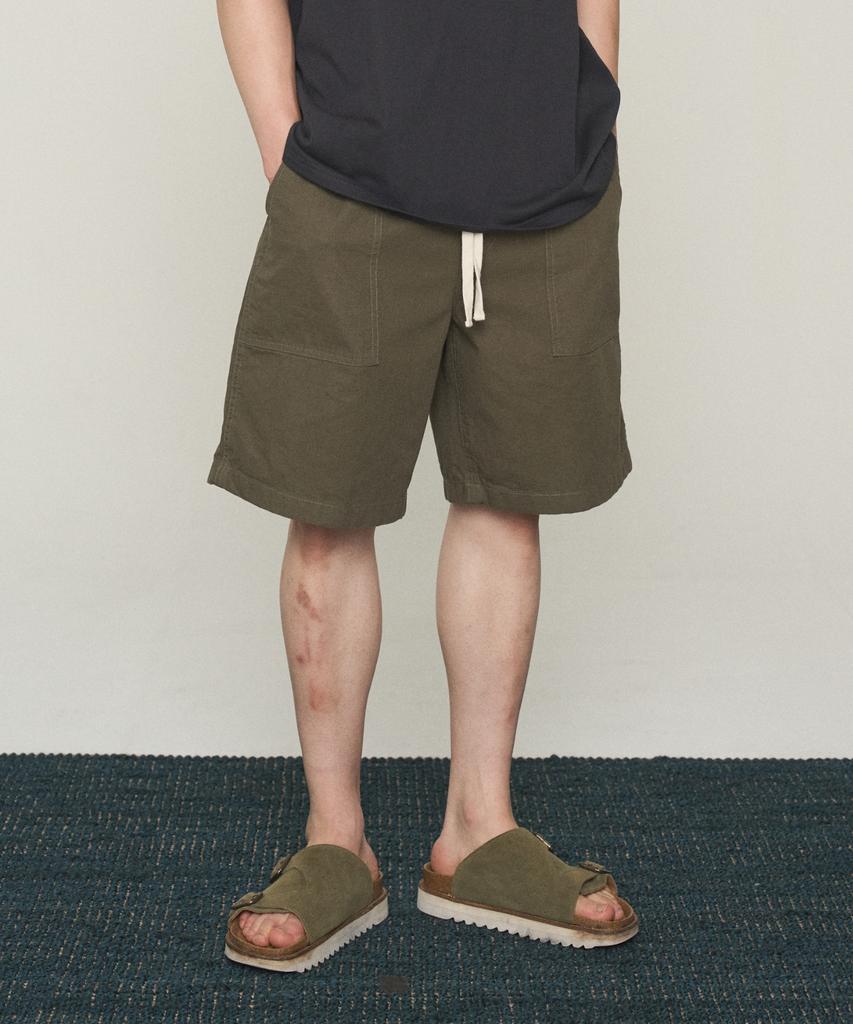 Kakigeulado [Vision Park] Washed Fatigue Shorts (Khaki)