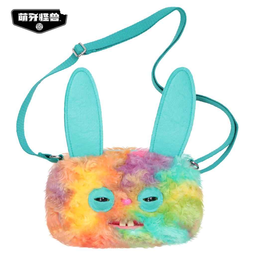 Borsa a tracolla peluche mostro denti brutti divertente Giocattolo animale di peluche stropicciato Regalo di compleanno carino strano per bambini