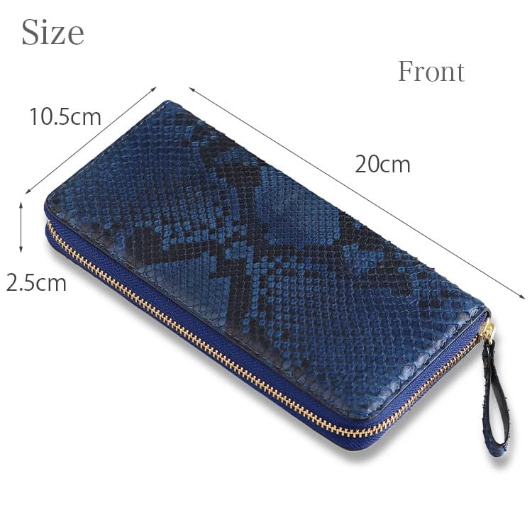 Tokyo Crocodile Diamond Python Leather Long Wallet with Authentic Indigo Dye, Blue Dragon Design, Men's and Women's, Crocodile Brand, Genuine