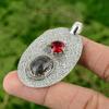Natural Black Rutilated Quartz Rubellite Sterling Silver Wedding Elegant Pendant