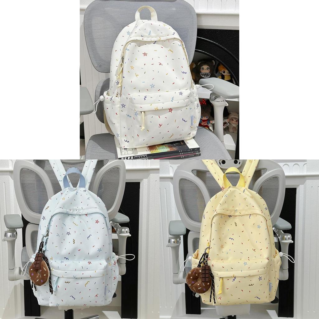 Casual Student Backpack With Nylon Material And Flower Print For Travel And School Use