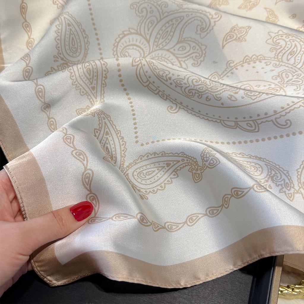 New Fashion 70X70Cm Women'S Scarf Silk Paisley Print Scarf Square Shawl Decorative Headband Neck Luxury Design Bandana